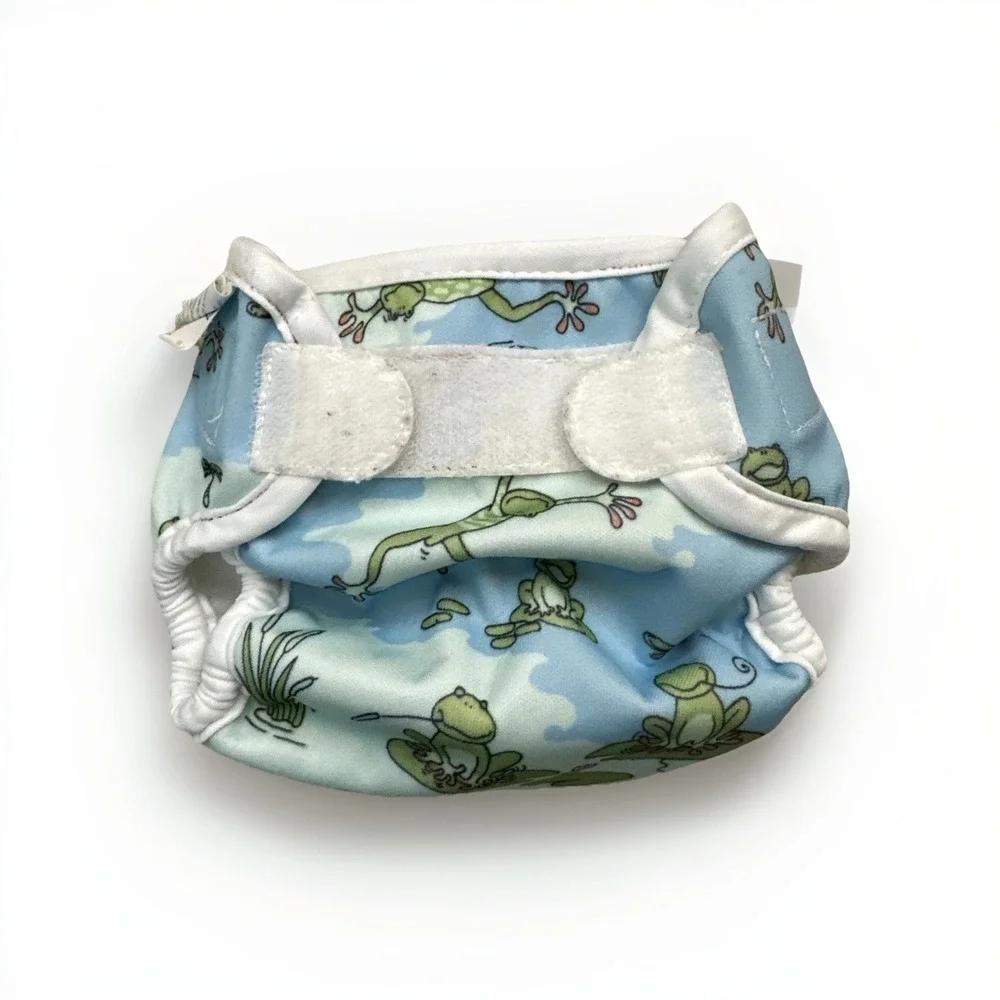 Bummis Cloth Diaper Cover Super Whisper Wrap Lot NB 7-10 & Small 8-15 Frog Print